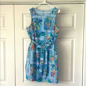 Floral Blue Sleeveless Dress